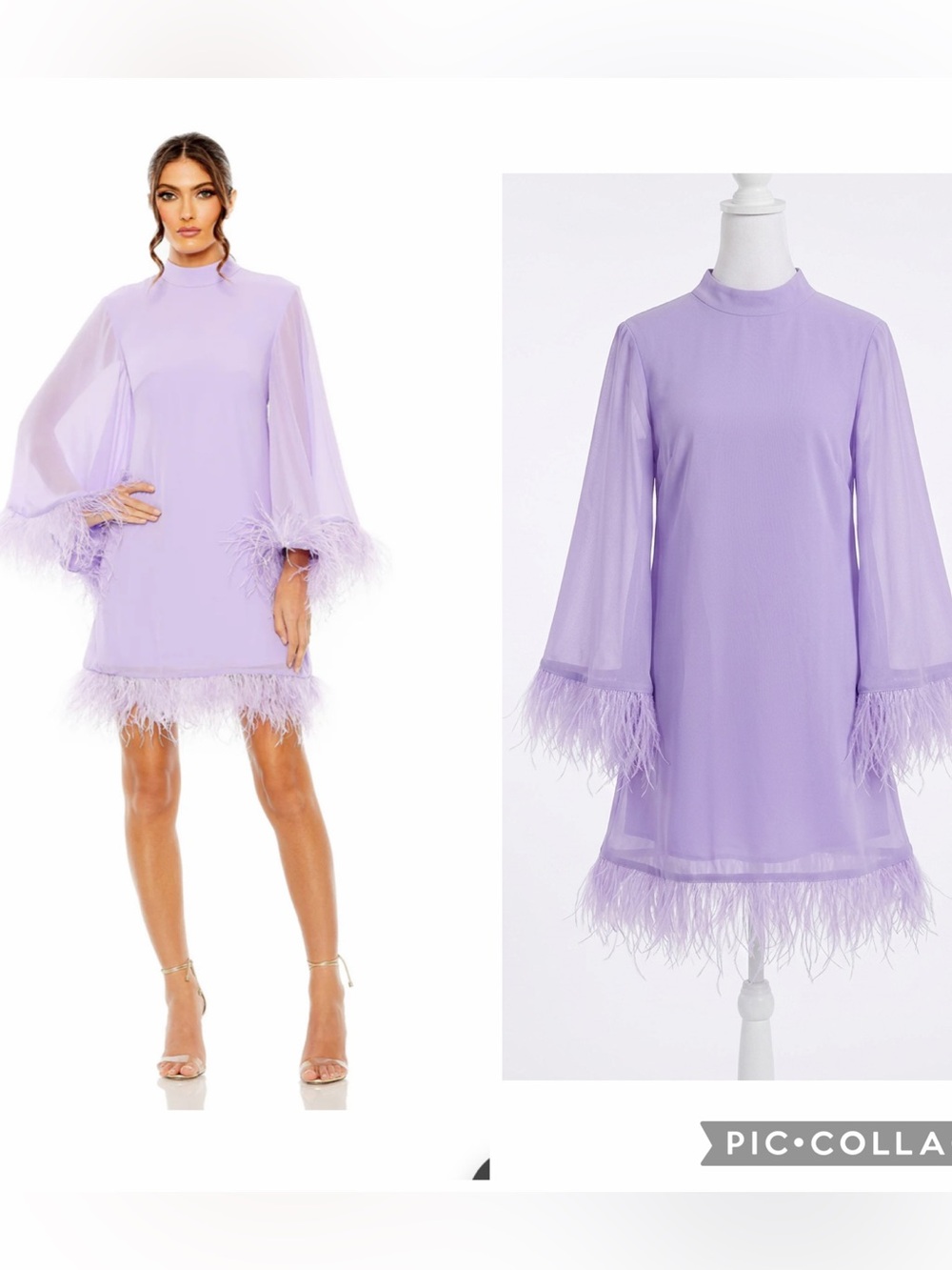 NWT MAC DUGGAL Lilac FEATHER Trim Mini Dress size 2 Cocktail